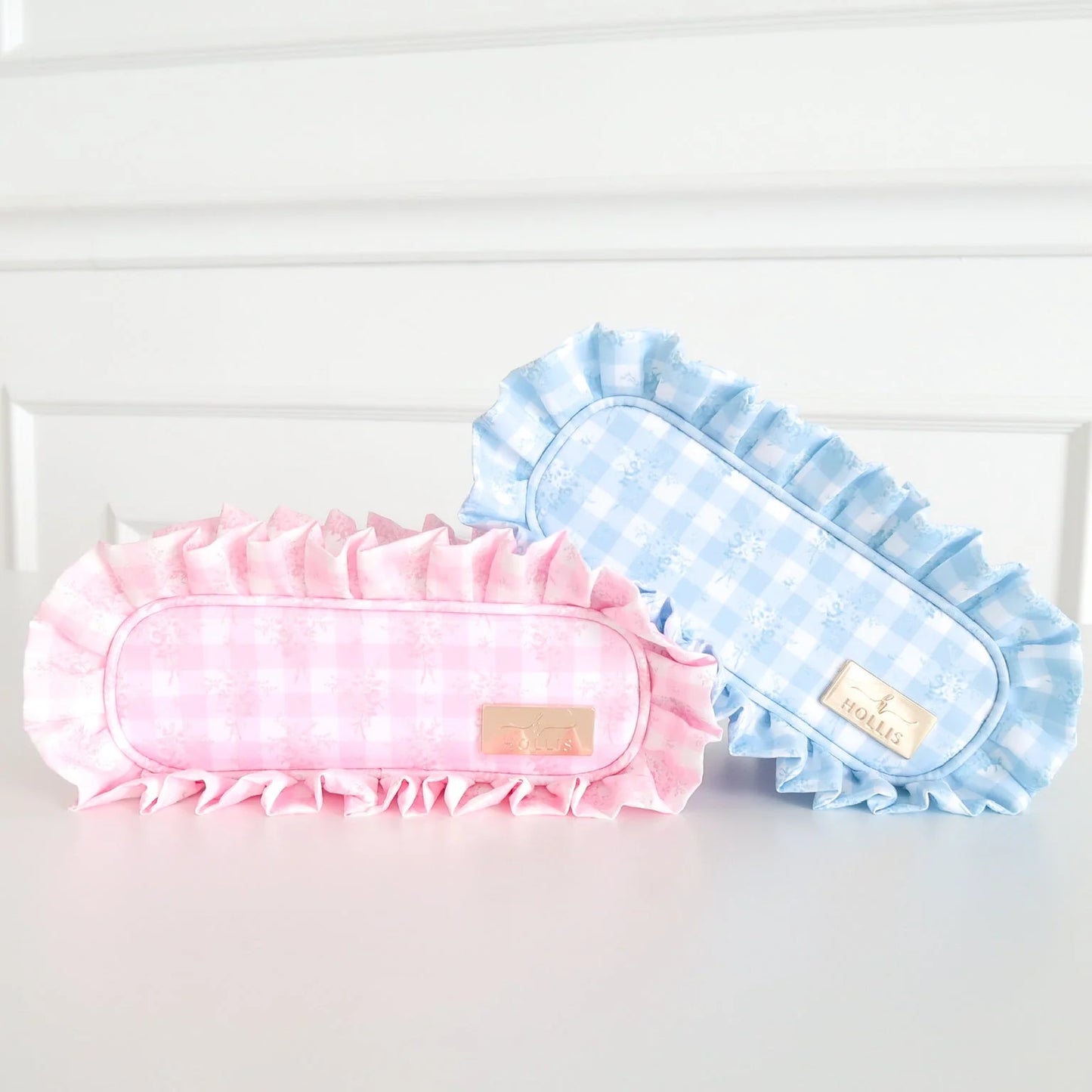 Ruffled Nylon Pencil Bag - Pink Floral
