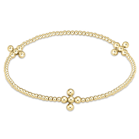 Beaded 3mm Gold Signature Cross 2mm Gold Bracelet