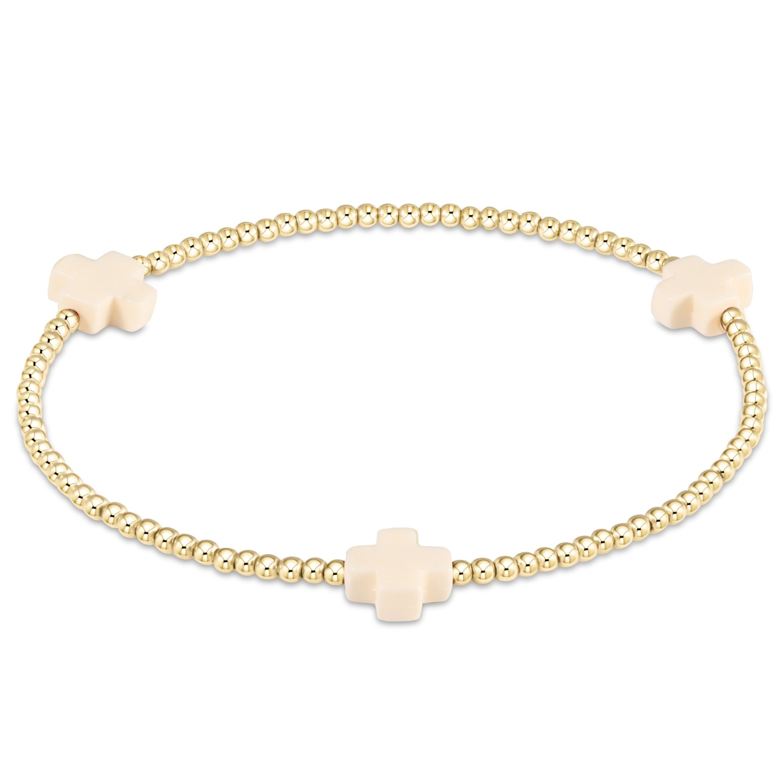 Signature Cross 3mm Gold Bracelet - Off-White