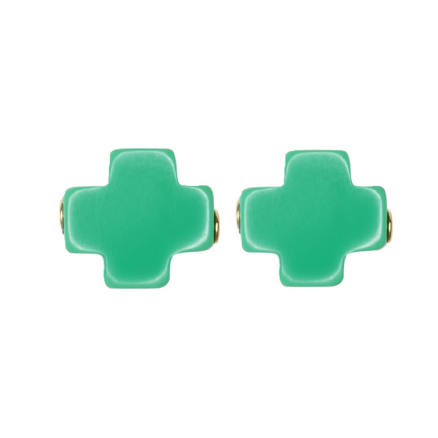 Signature Cross Studs - Emerald