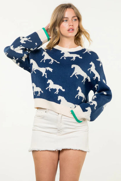 THML - Knit Horse Sweater - Navy