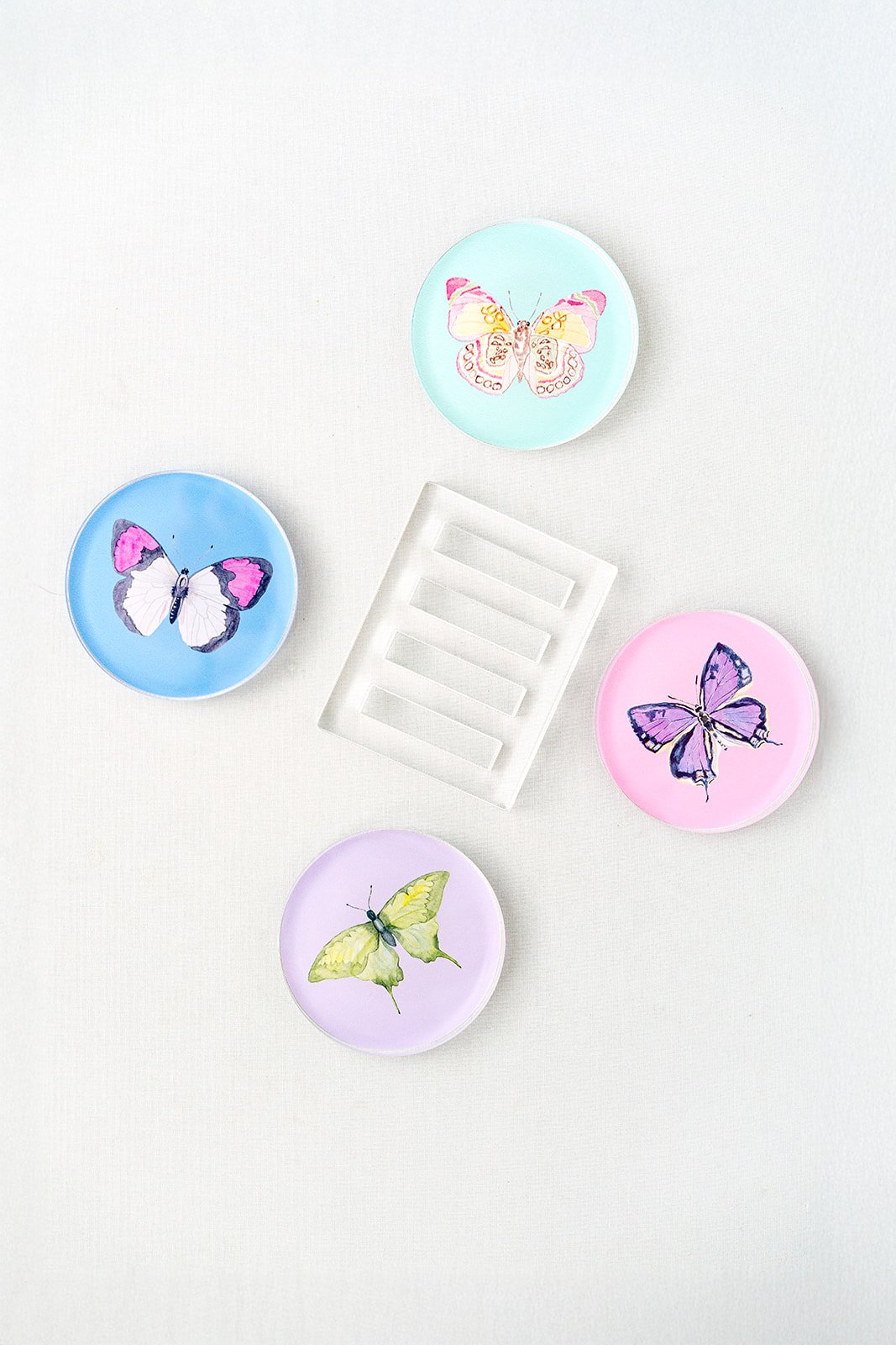 Acrylic Butterfly Coaster Set - Summer