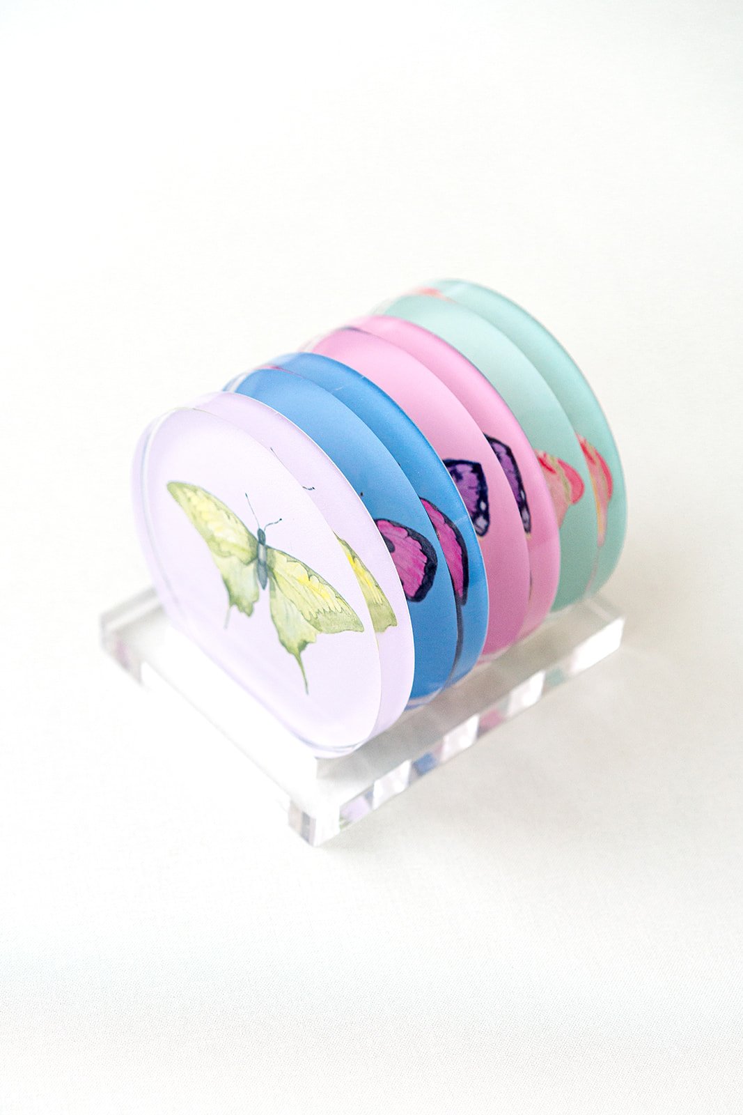 Acrylic Butterfly Coaster Set - Spring