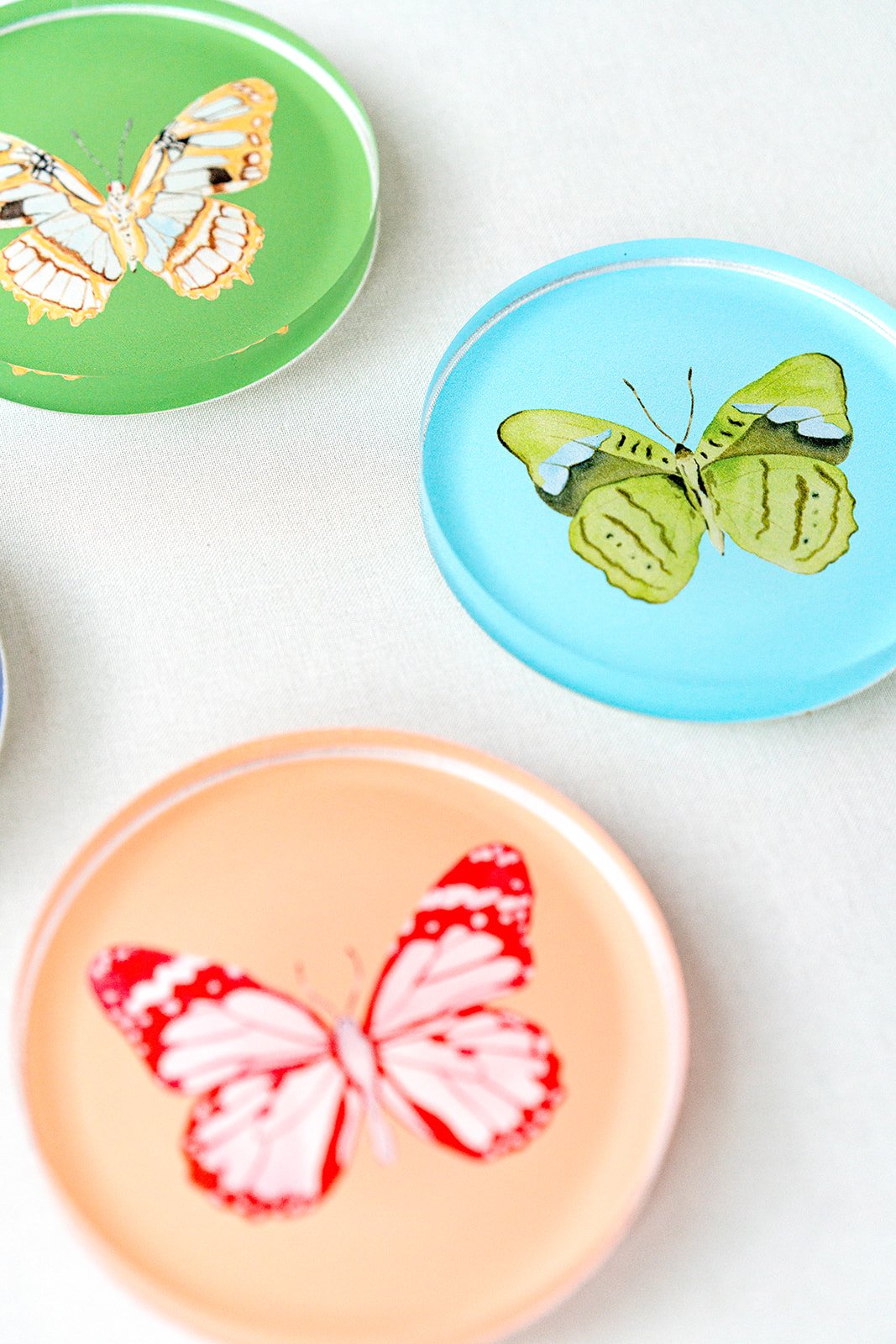 Acrylic Butterfly Coaster Set - Spring
