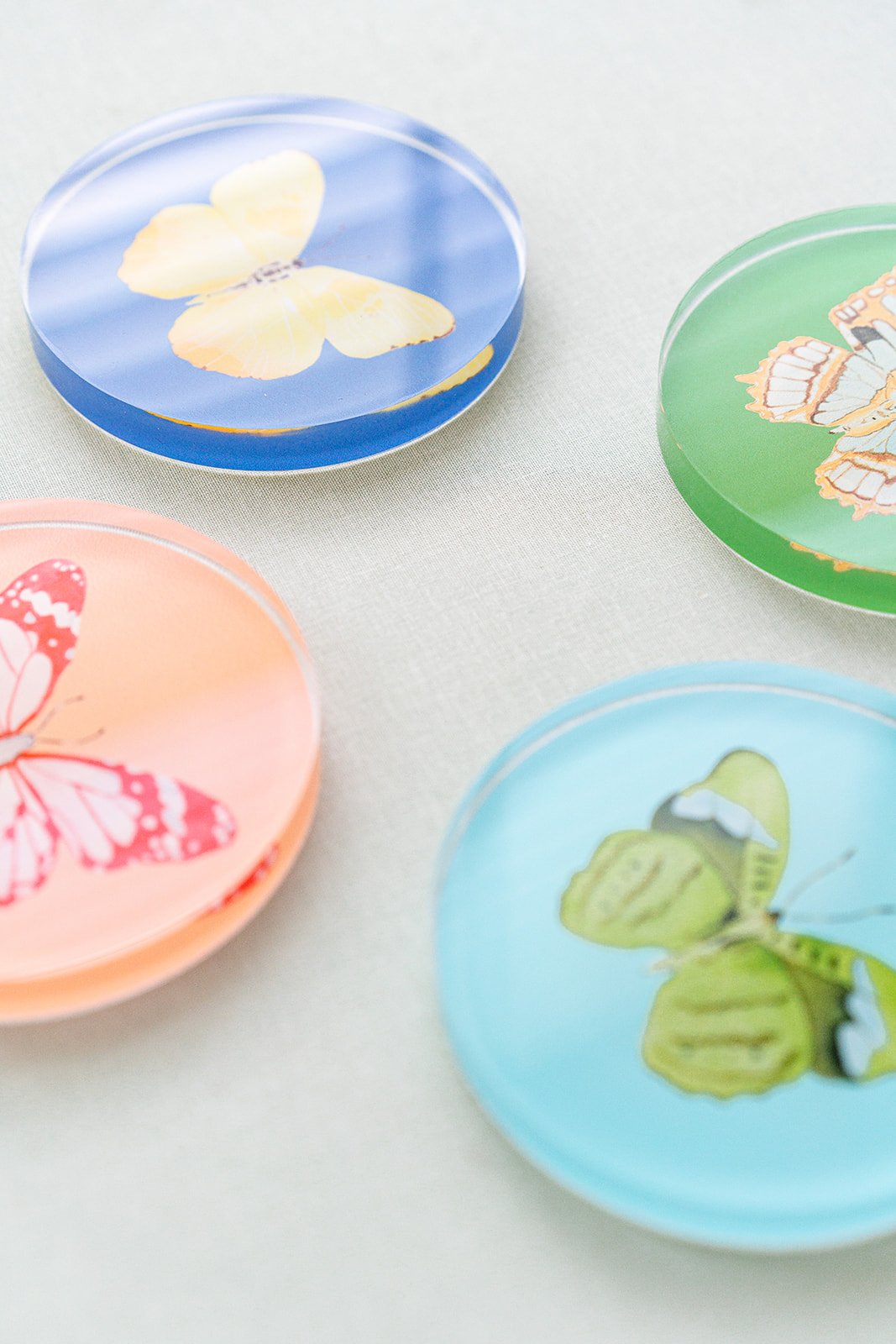 Acrylic Butterfly Coaster Set - Spring