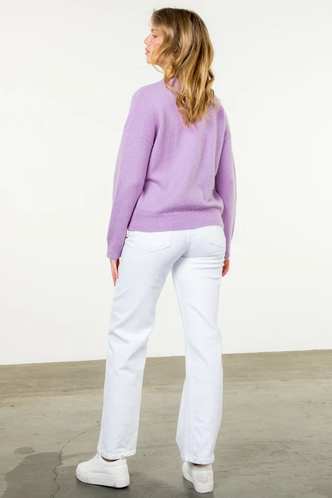 THML - Heart Knit Sweater - Lilac