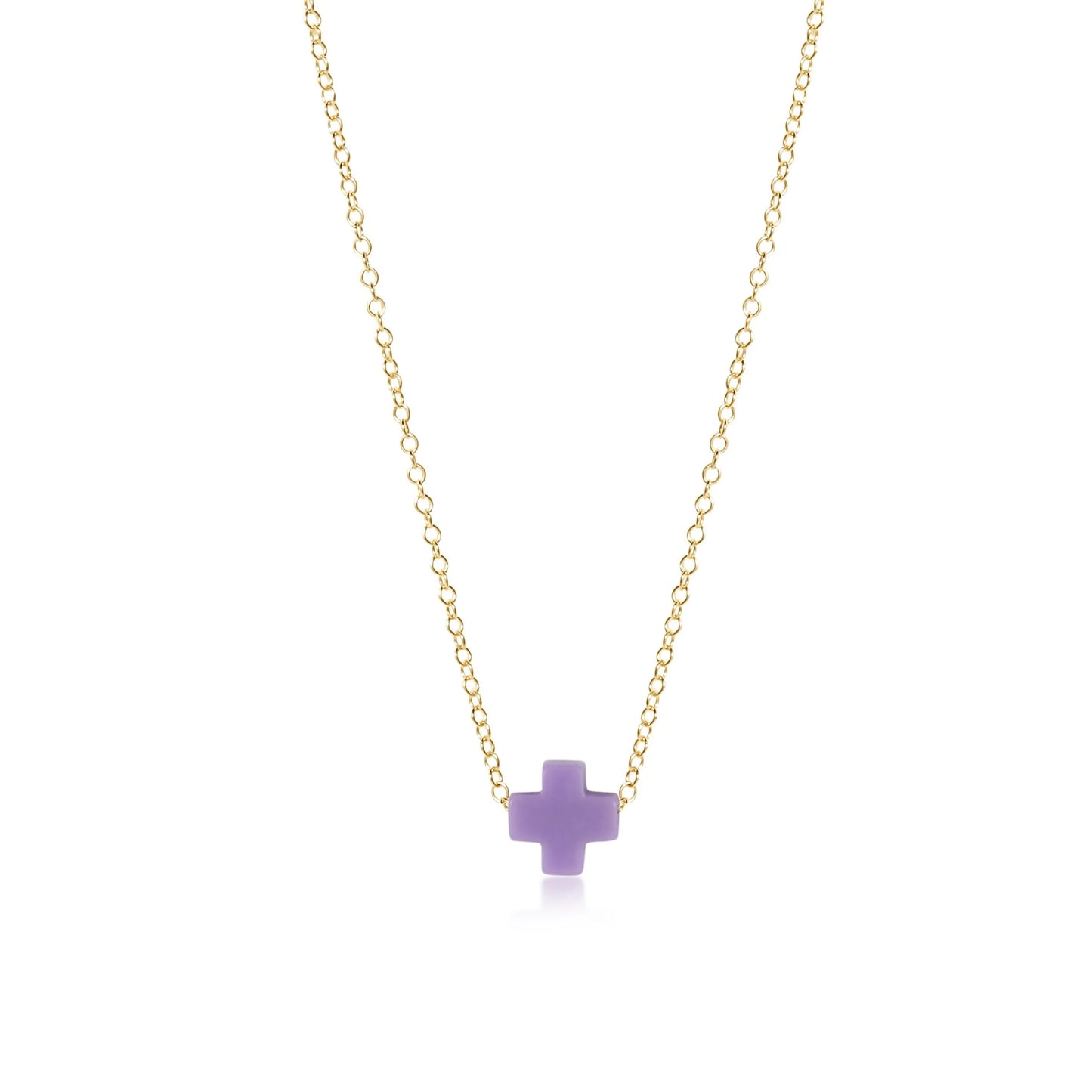 eNewton - 16" Necklace Gold - Signature Cross - Purple