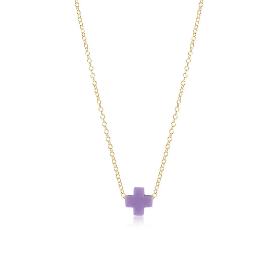 eNewton - 16" Necklace Gold - Signature Cross - Purple