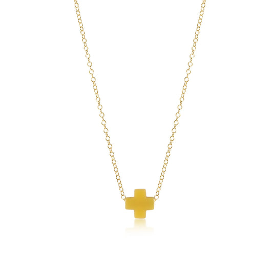 eNewton - 16" Necklace Gold - Signature Cross - Canary