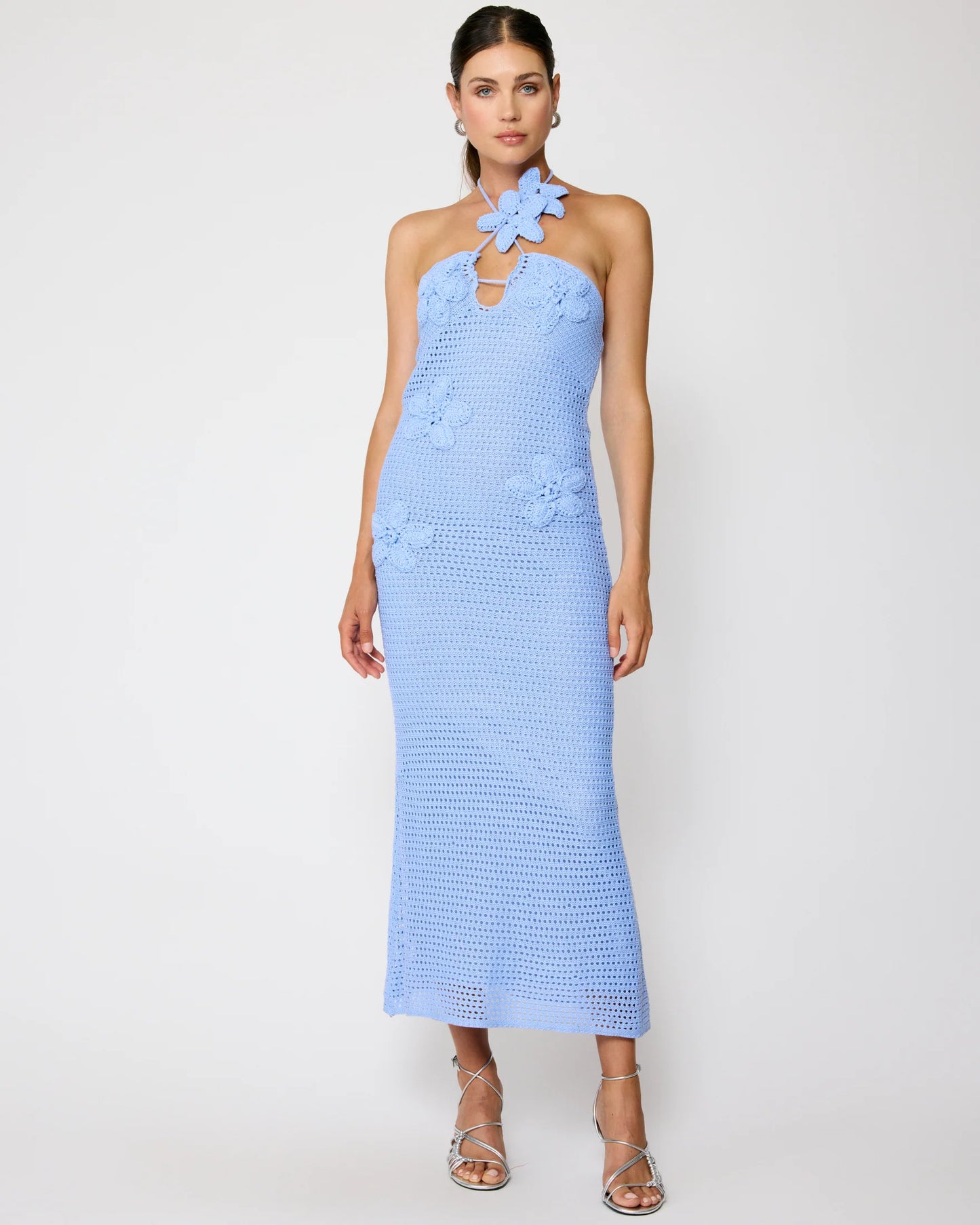 Gienna Crochet Maxi Dress - Powder Blue