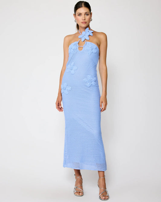 Gienna Crochet Maxi Dress - Powder Blue