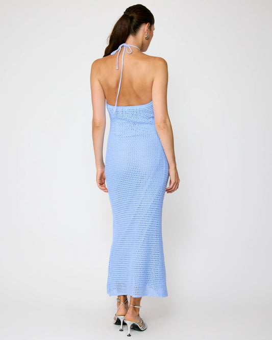 Gienna Crochet Maxi Dress - Powder Blue
