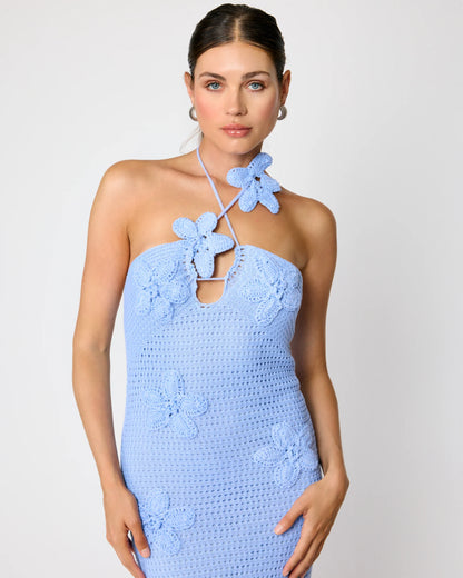 Gienna Crochet Maxi Dress - Powder Blue