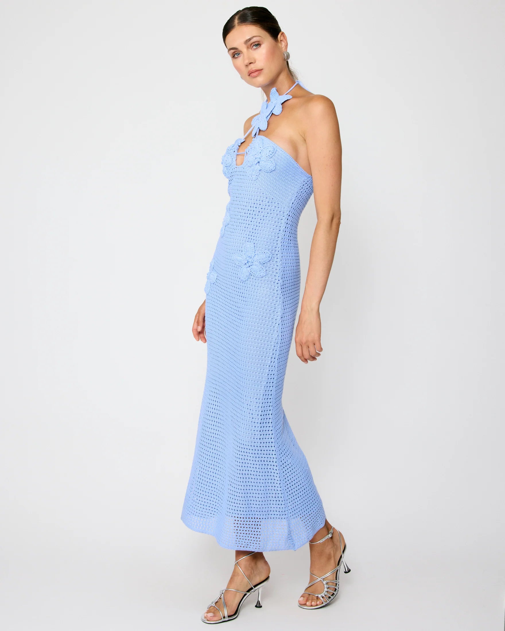 Gienna Crochet Maxi Dress - Powder Blue
