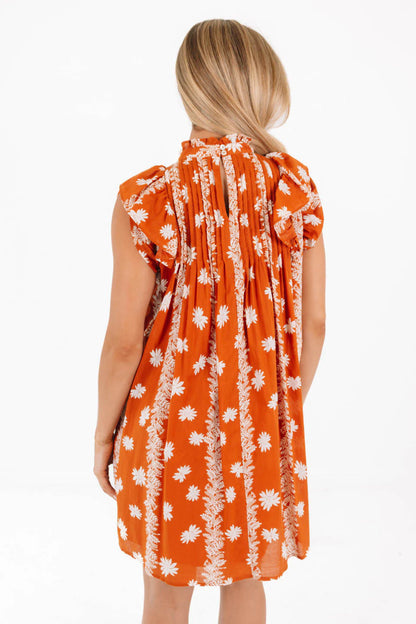 The Aubrey Pleated Dress - Burnt Orange