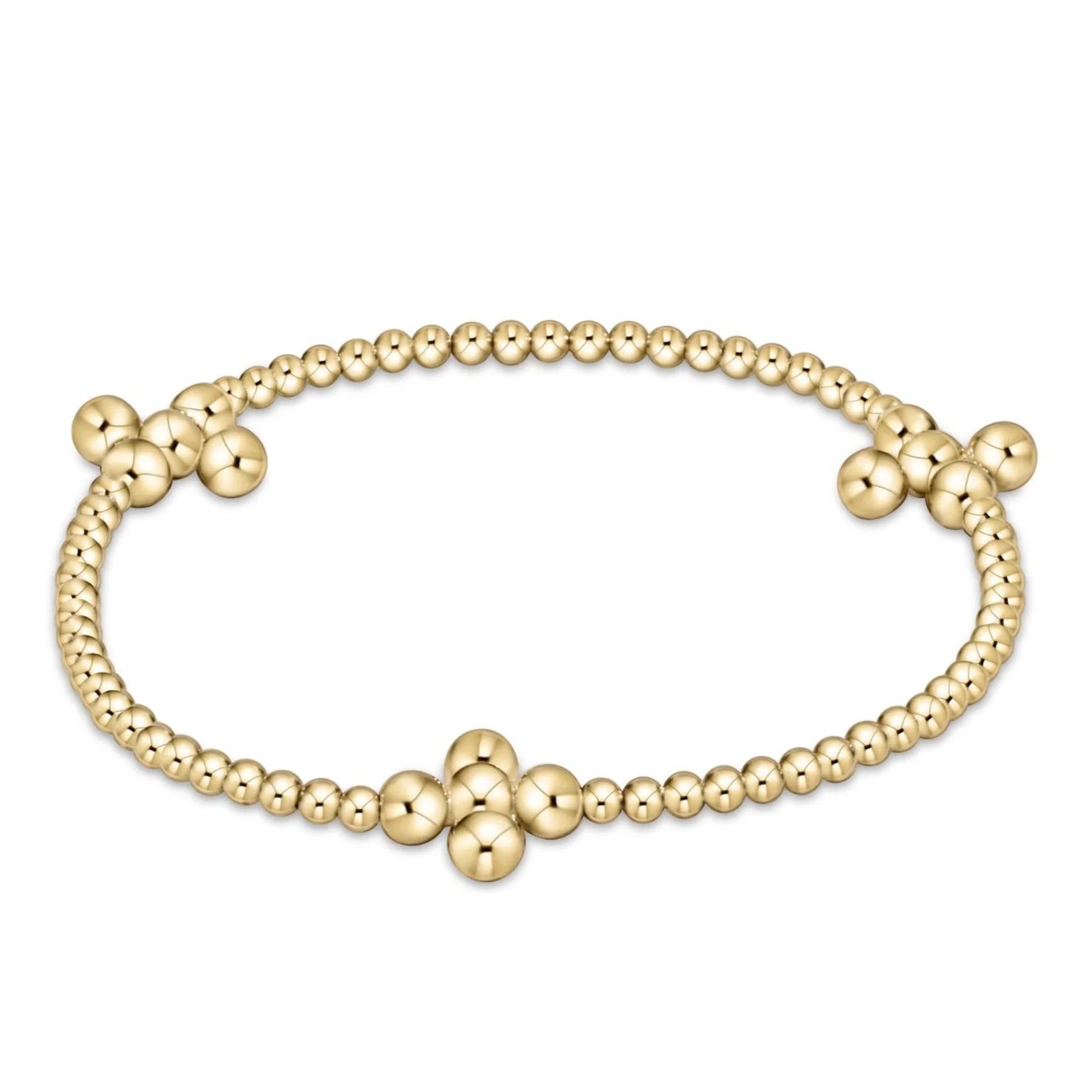 Beaded 4mm Gold Signature Cross 2.5mm Gold Bracelet