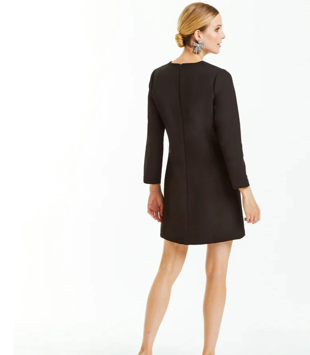 Katalin Bow Mini Dress - Black Silver