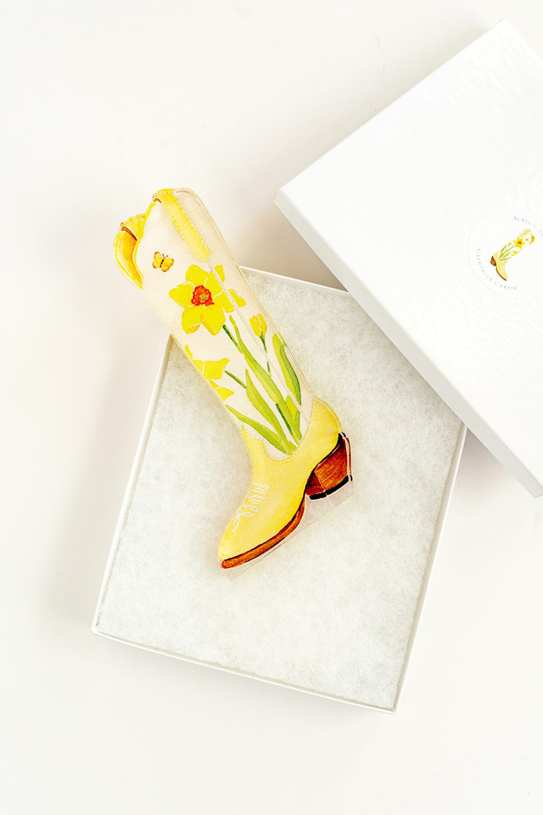 Daffodil Boot Acrylic Art Block