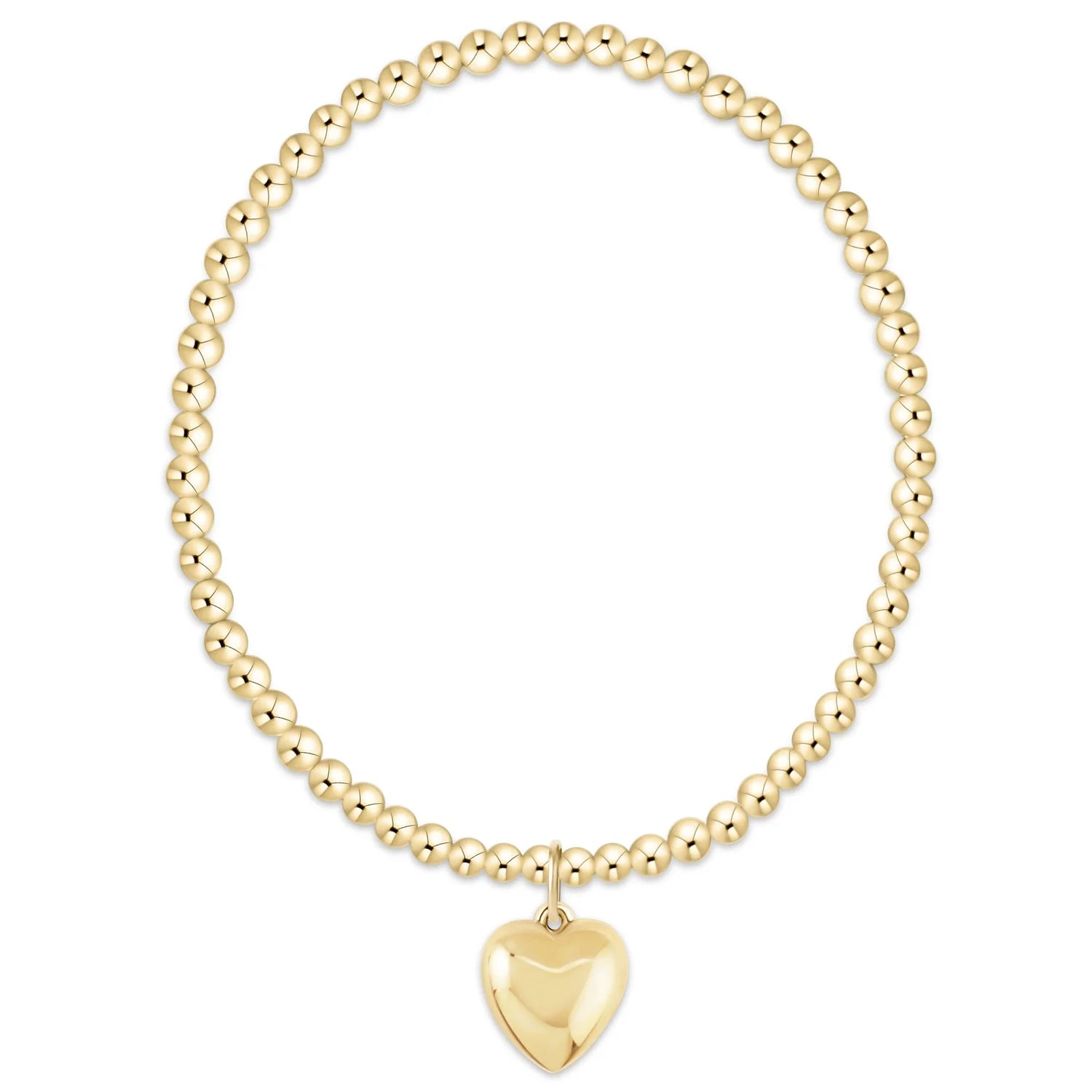 Classic Gold 3mm Bracelet - Love Plush Gold Charm