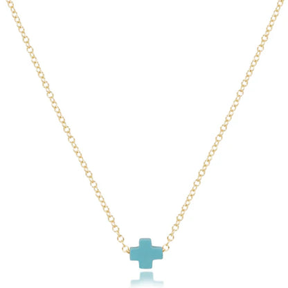 eGirl Signature Cross Small Necklace Gold 14"