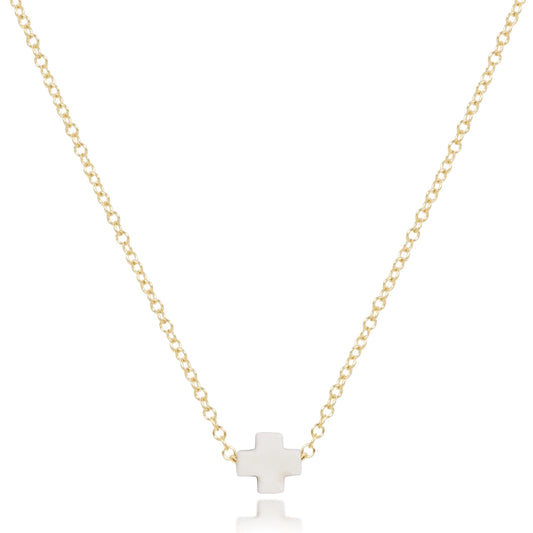 eNewton - 16" Necklace Gold - Signature Cross Small - Off-White
