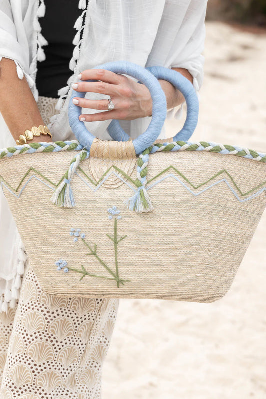 Flower Palm Bag - Powder Blue