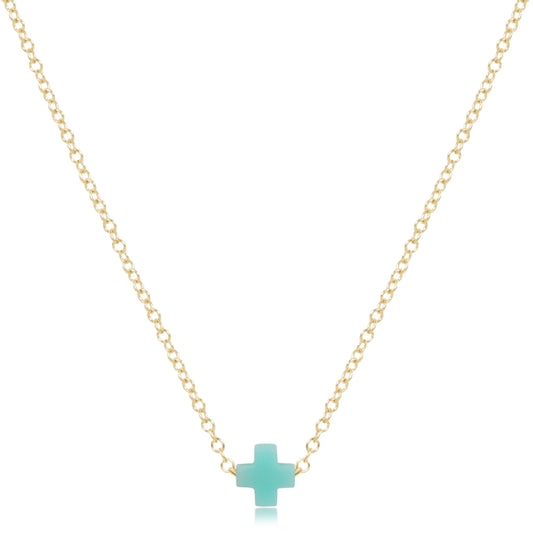 eNewton - 16" Necklace Gold - Signature Cross Small - Mint