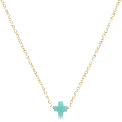 eGirl Signature Cross Small Necklace Gold 14"