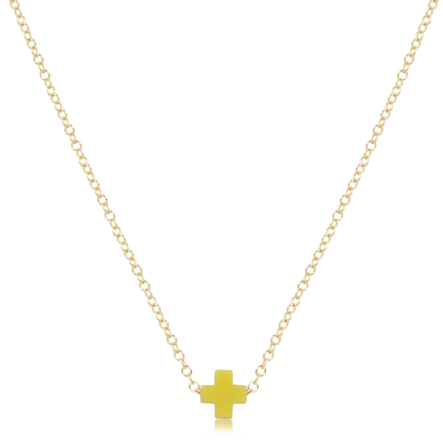 eNewton - 16" Necklace Gold - Signature Cross Small - Canary