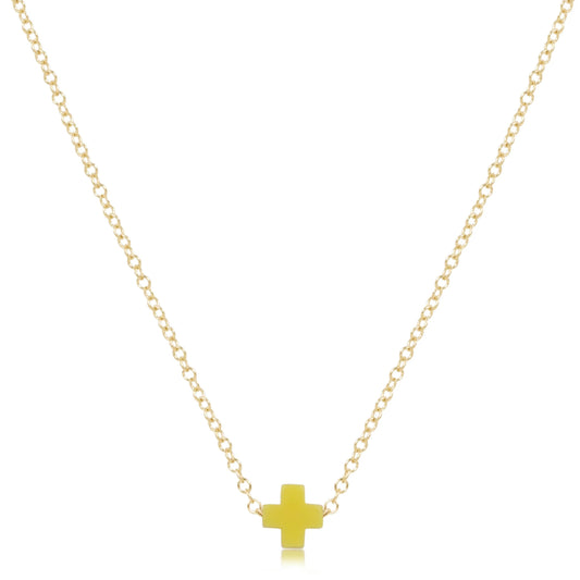 eNewton - 16" Necklace Gold - Signature Cross Small - Canary