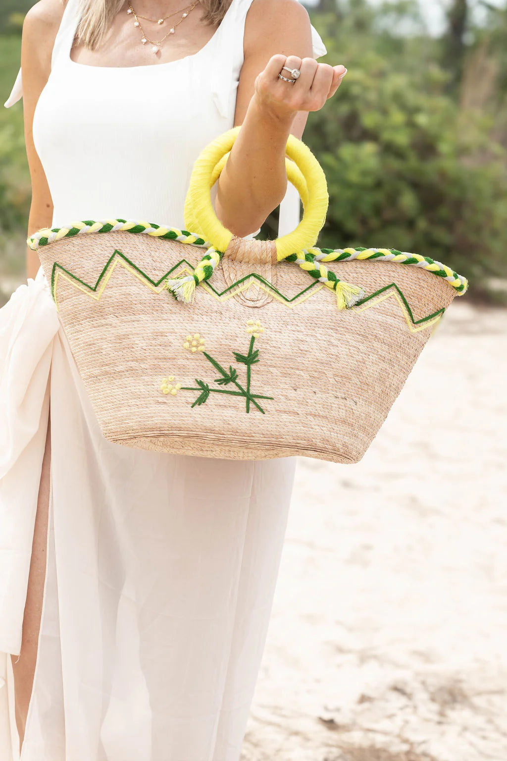 Flower Palm Bag - Neon Yellow
