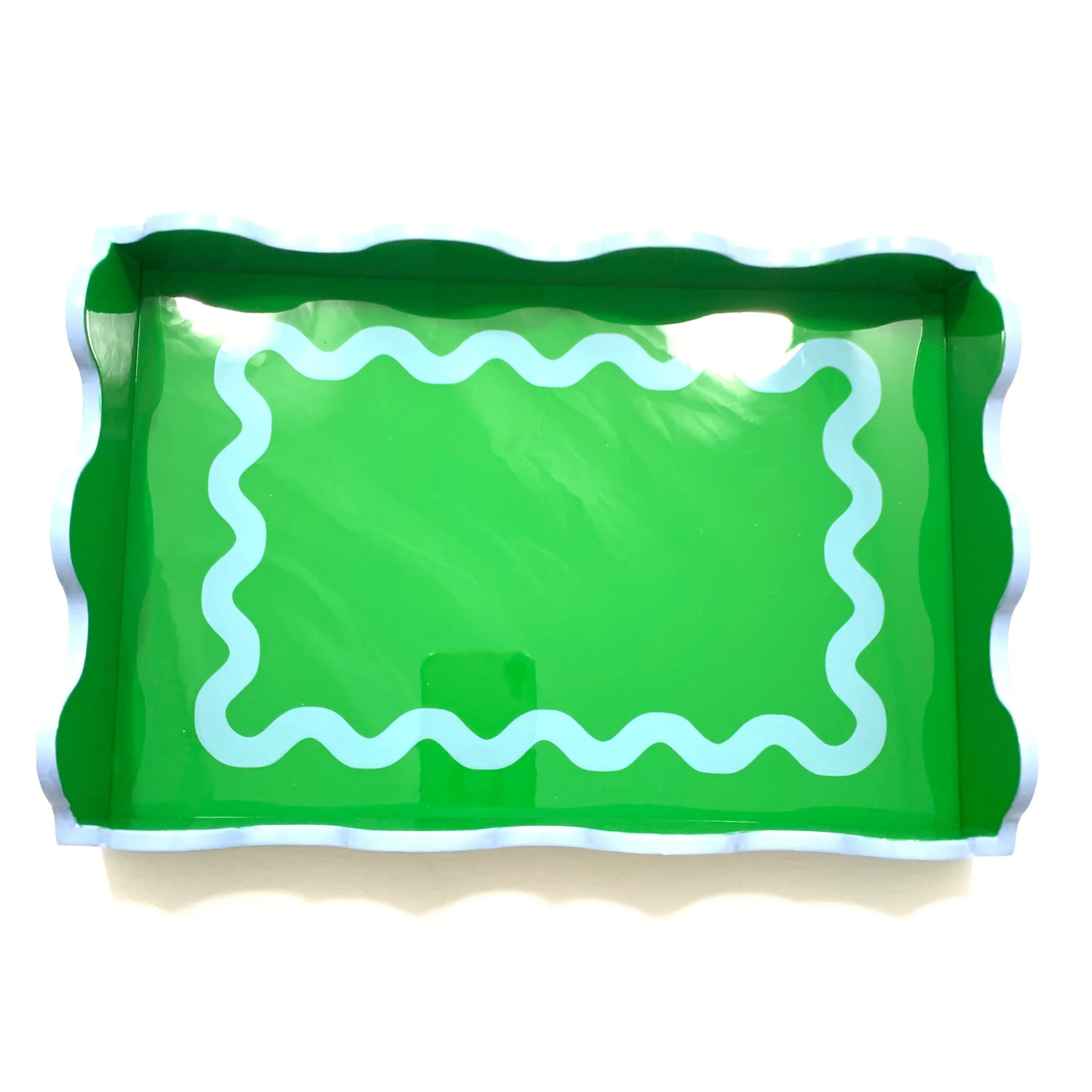 Rectangle Wavy Line Tray - Kelli Green/Baby Blue