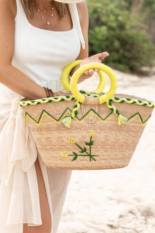 Flower Palm Bag - Neon Yellow