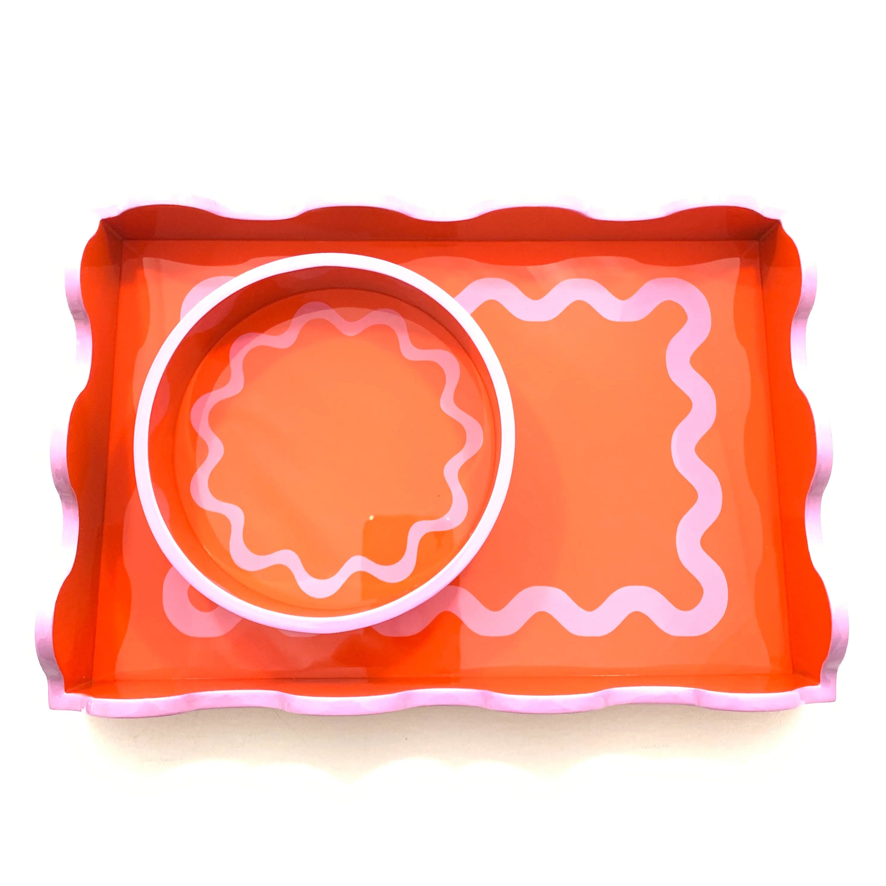 Rectangle Wavy Line Tray - Orange/Lavendar - Spinout