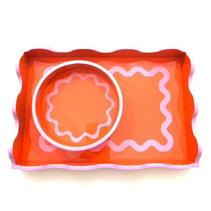 Rectangle Wavy Line Tray - Orange/Lavendar
