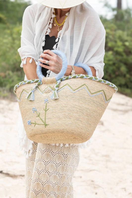 Flower Palm Bag - Powder Blue