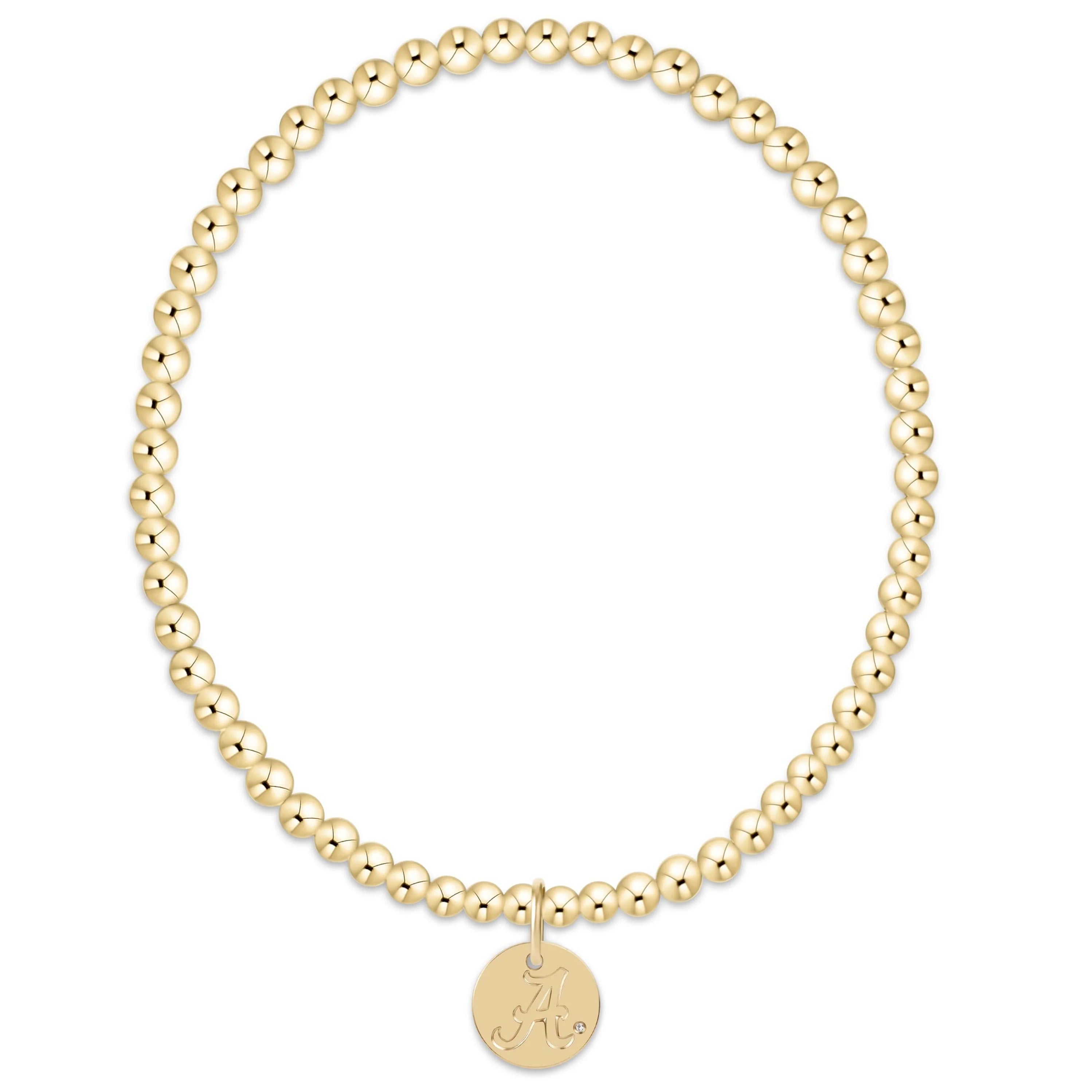 eCollegiate Classic Gold 3mm Bracelet - Alabama Disc