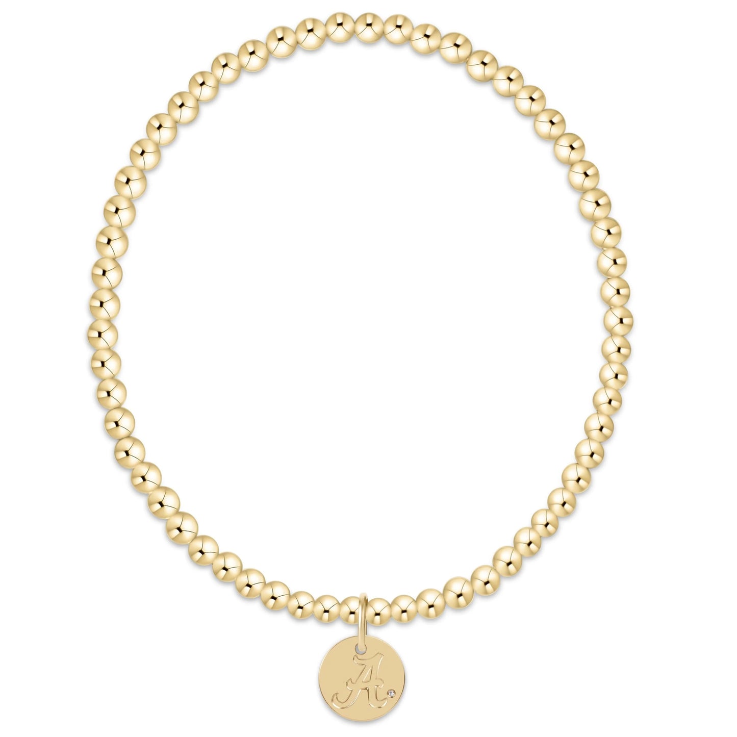 eCollegiate Classic Gold 3mm Bracelet - Alabama Disc