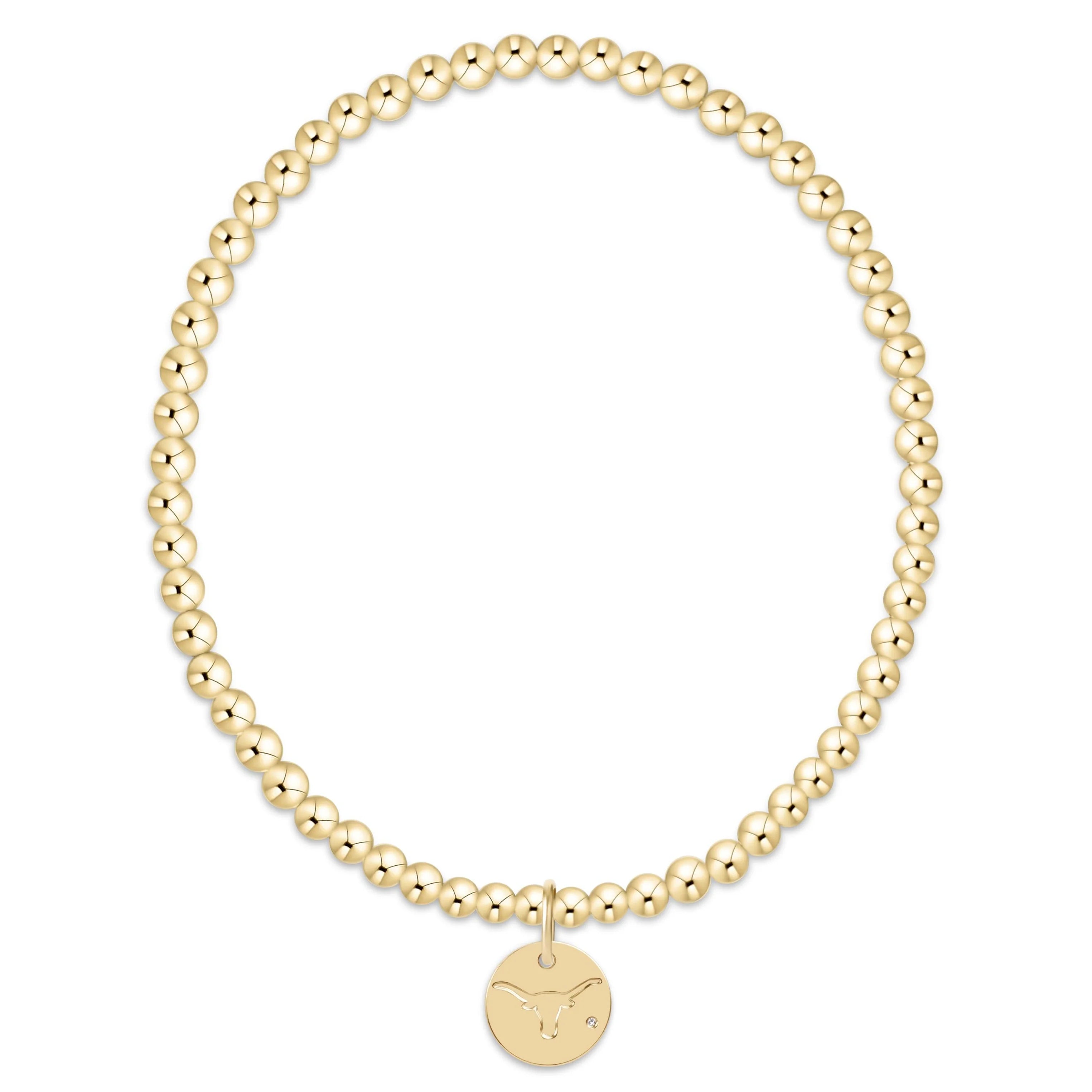 eCollegiate Classic Gold 3mm Bracelet - UT Austin Disc