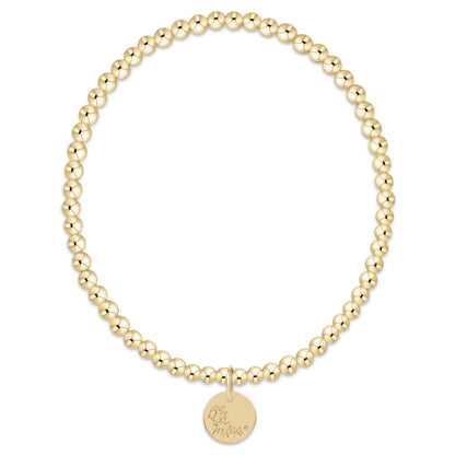 eCollegiate Classic Gold 3mm Bracelet - Ole Miss Disc