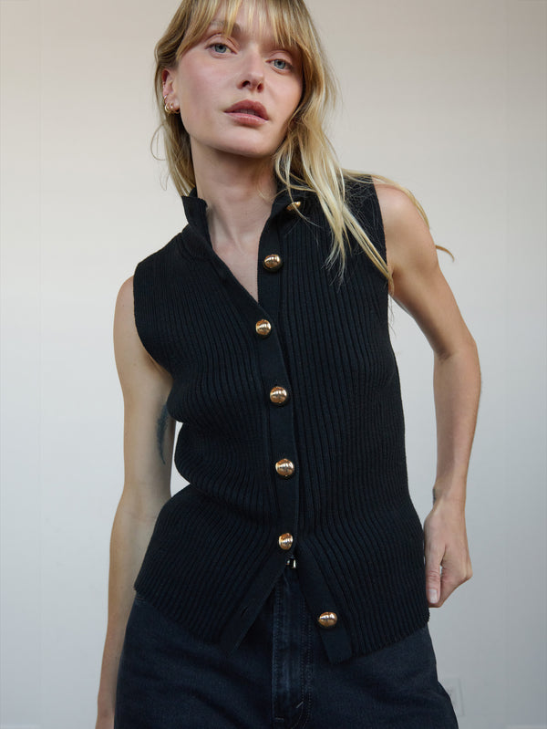 Ira Sweater Vest - Jet Black