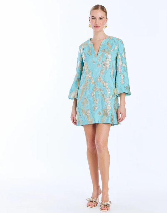 Mestiza - Ines Mini Dress - Blue Metallic Jacquard