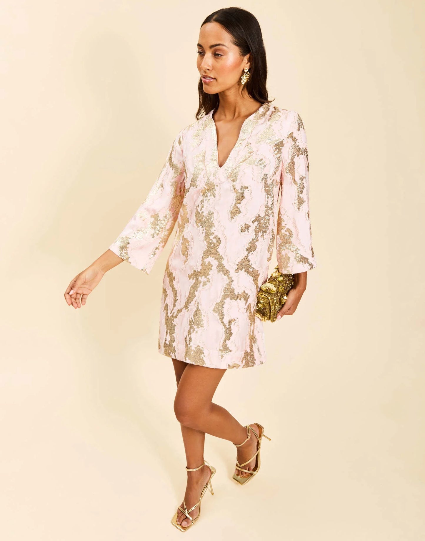 Ines Mini Dress - Blush Gold