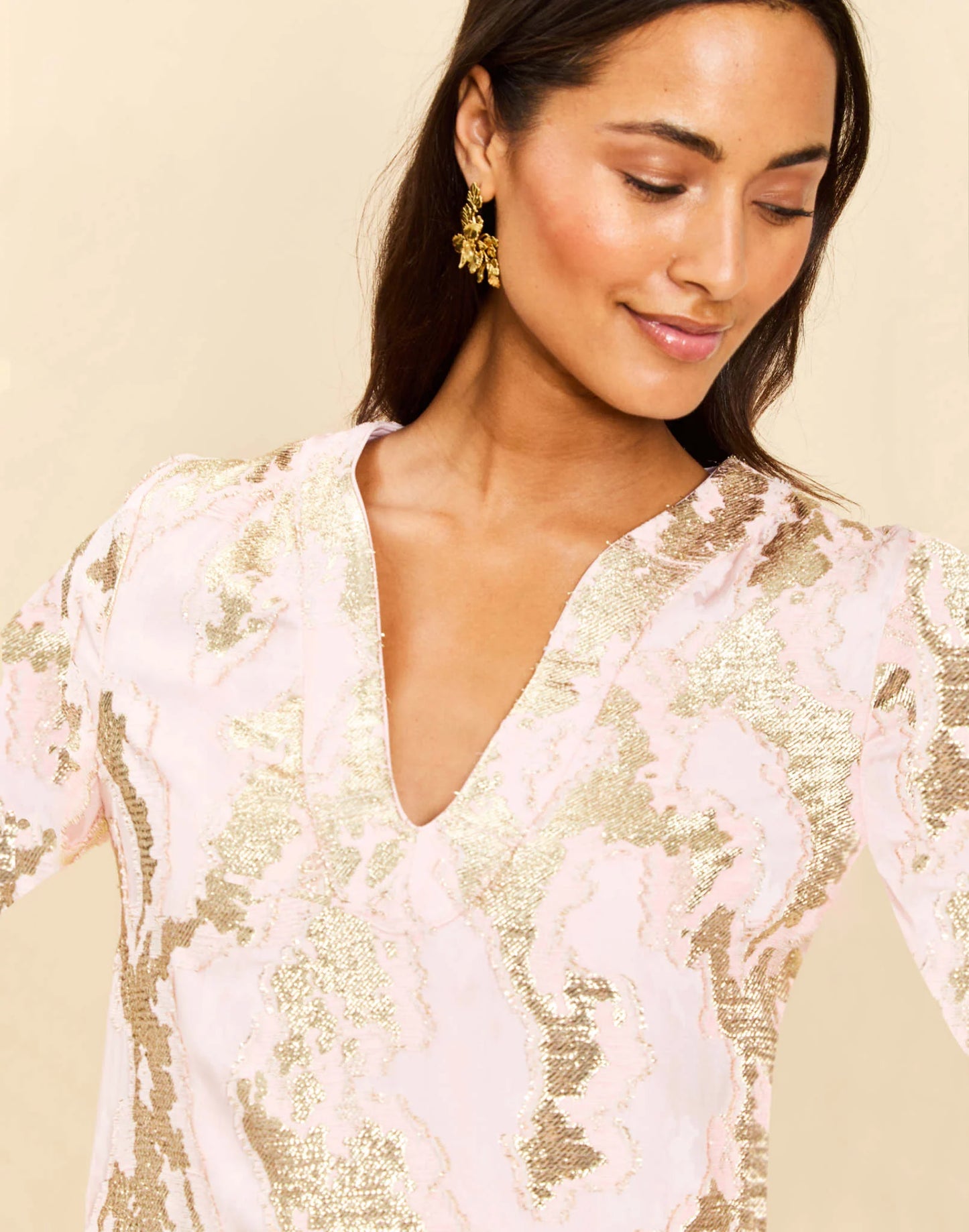 Ines Mini Dress - Blush Gold