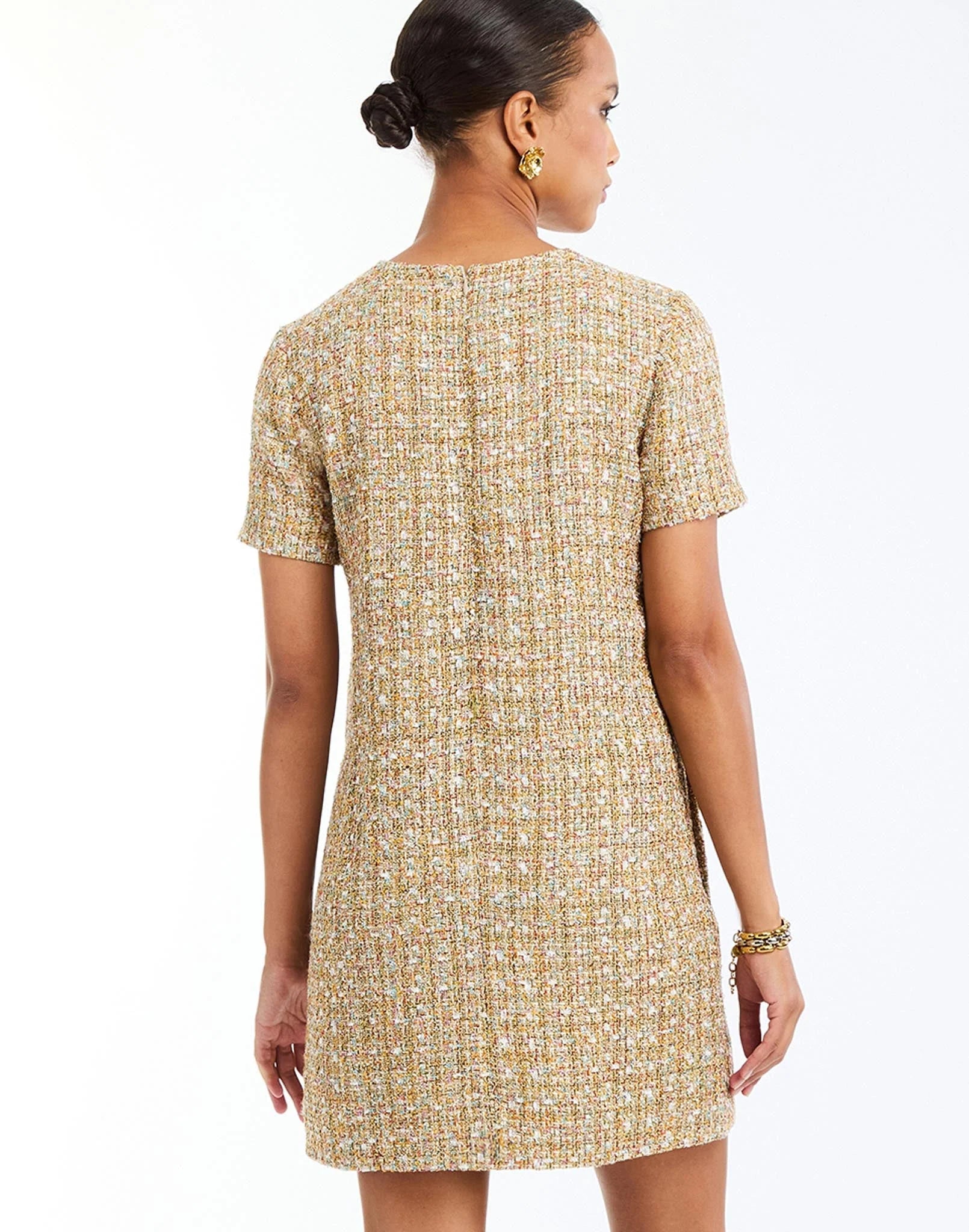 Isolde Mini Dress - Gold Sparkle Tweed