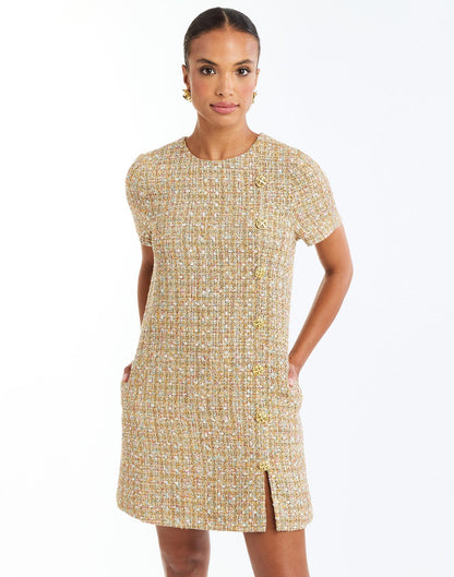 Isolde Mini Dress - Gold Sparkle Tweed