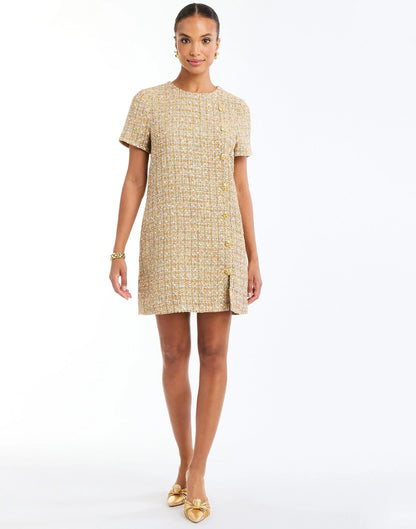 Isolde Mini Dress - Gold Sparkle Tweed