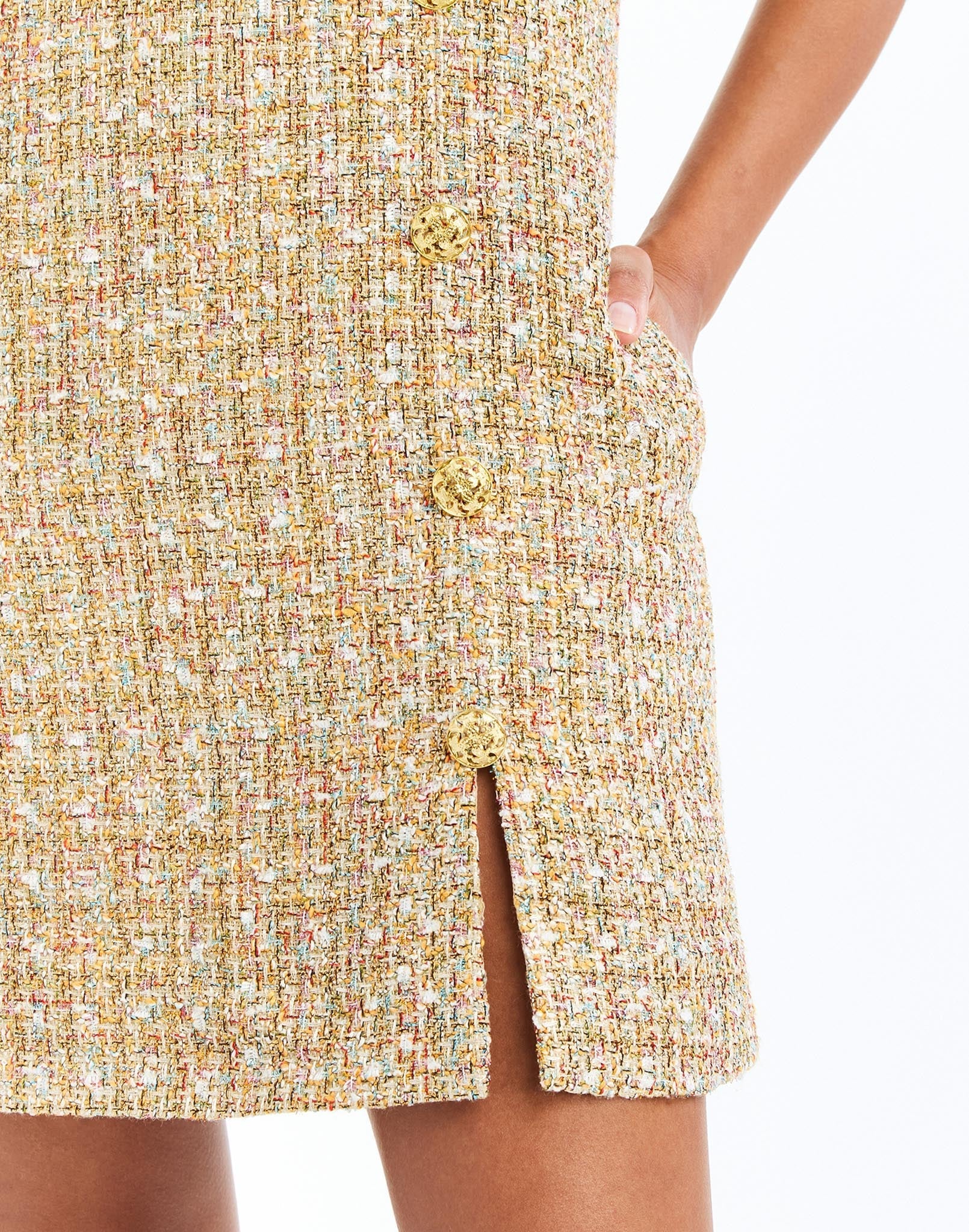 Isolde Mini Dress - Gold Sparkle Tweed