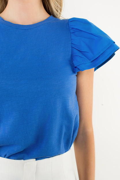 THML - Flutter Sleeve Top - Blue