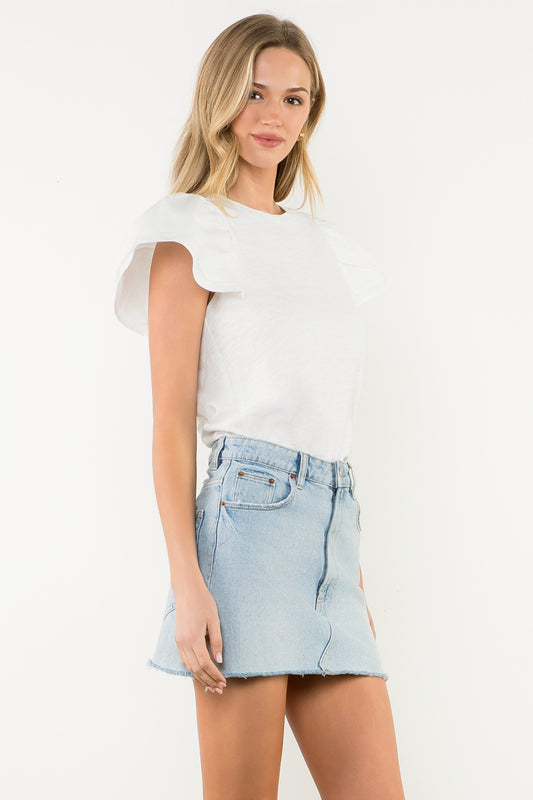 THML - Flutter Sleeve Top - White